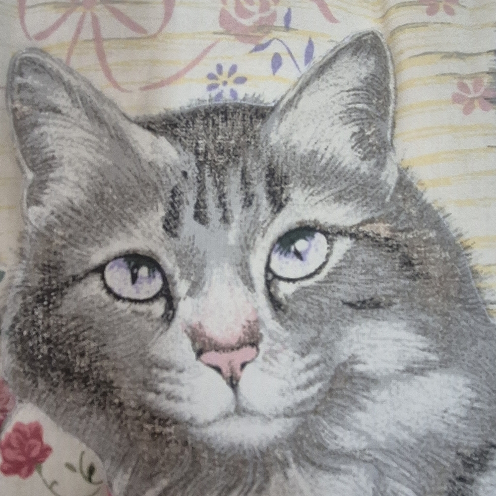 Vintage Hand Crafted Tabby Cat Quilted Toss Cushion Pillow - Picture 2 of 7